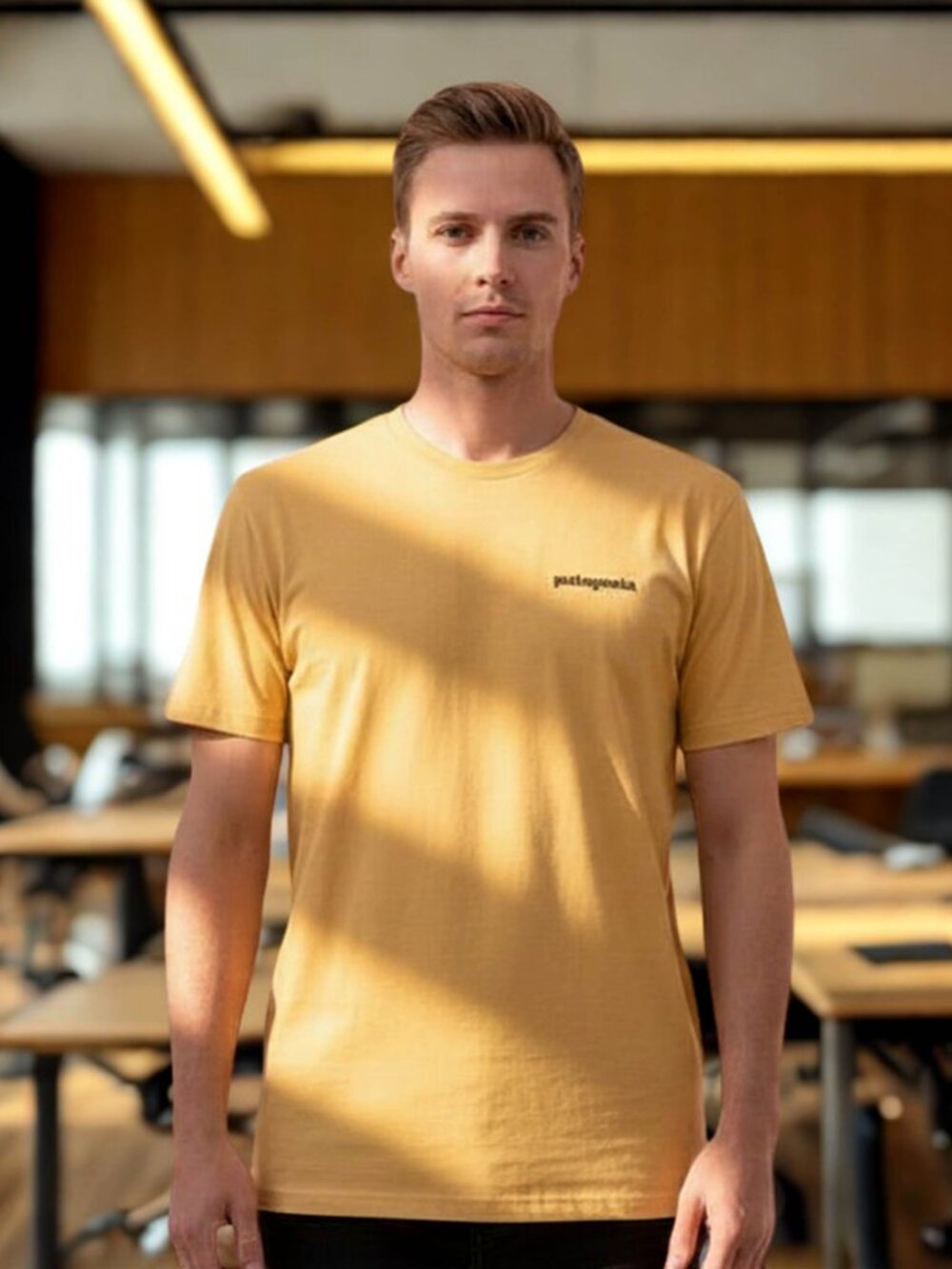 Patagonia Mens M Yellow Responsibili Tee Logo Graphic Short Sleeve T Shirt NWT